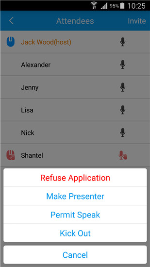 manage attendees android