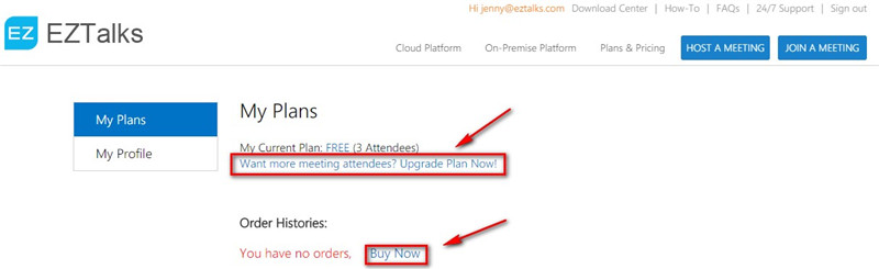 upgrade eztalks account
