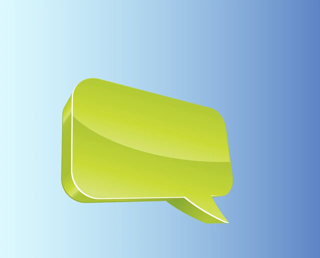 Vibrant green chat bubble icon on gradient blue background